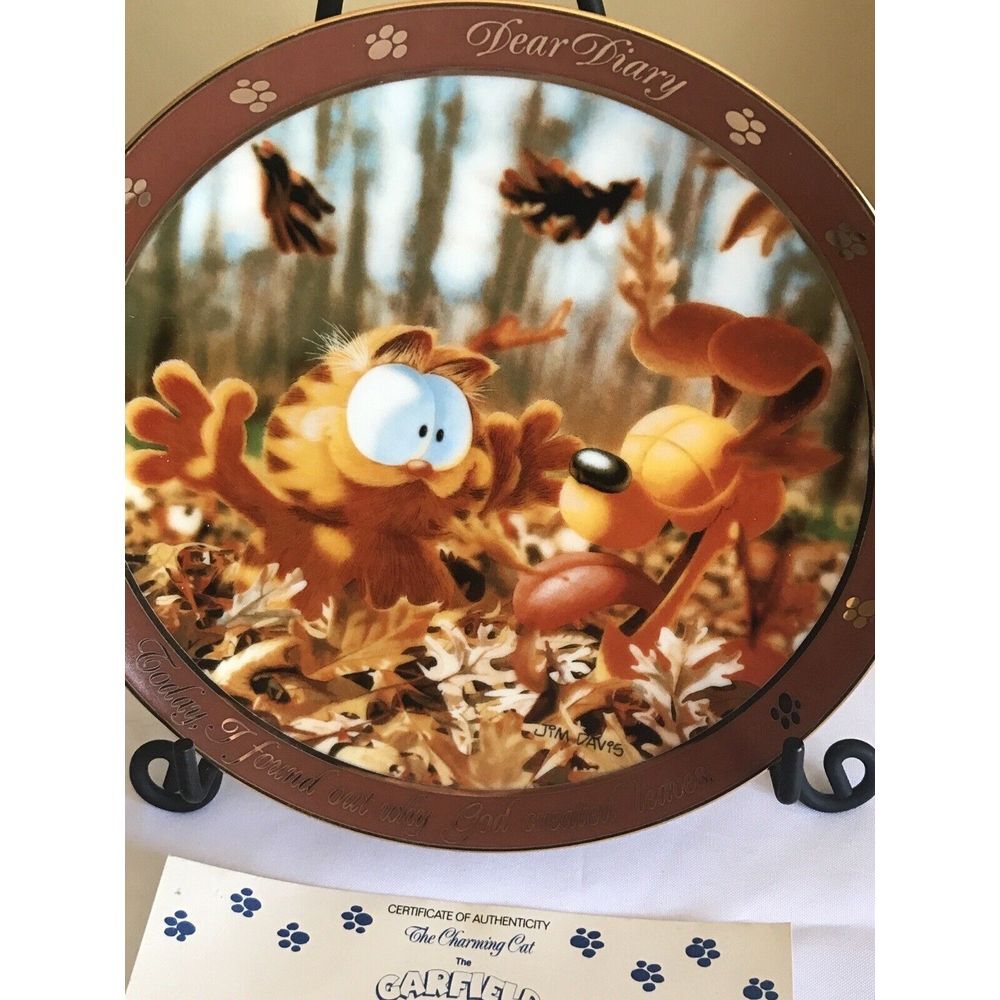 Garfield Dear Diary Series Danbury collector‎ plate GOD CREATED LEAVES W/CERT